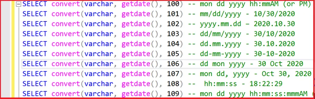 Formatear fecha en SQL Server: Función CONVERT()